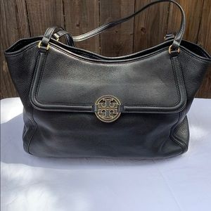 Tory Burch Black Leather Tote Bag